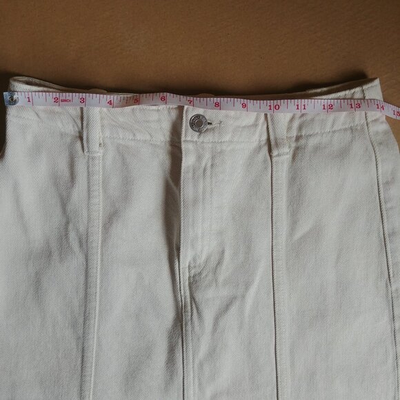 Zara Long Cream Off White Denim Skirt Front Slit Midi Maxi 100% Cotton S… - Picture 12 of 14